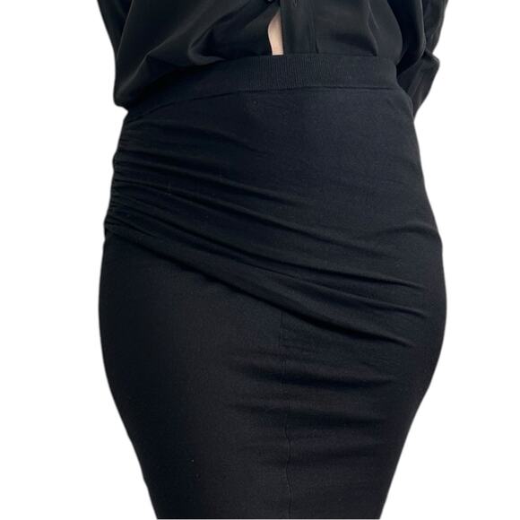 Carven Knit Pencil Skirt Black size S Gathered Side Stretch Knee Length - Picture 4 of 11